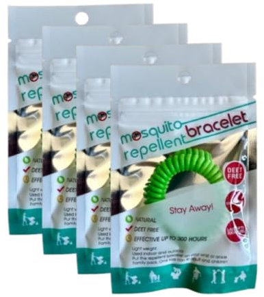 TIENDIFY – Pack 4 o 12 Pulseras Citronela Niños y Niñas, Repelente de Mosquitos Natural, Hasta 7 Días de Protección, Ajustables, 4 Colores, Uso Infantil Exterior e Interior (PACK DE 4, VERDE)