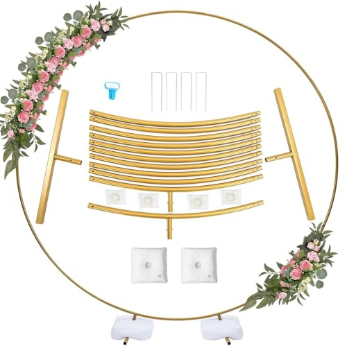 JF HOME BLISS Round Metal Balloon Arch Stand - 2M/6.5ft Durable Iron Wedding Arch with Water-Filled Base, Detachable & Reusable Party Backdrop for Outdoor/Indoor Decor