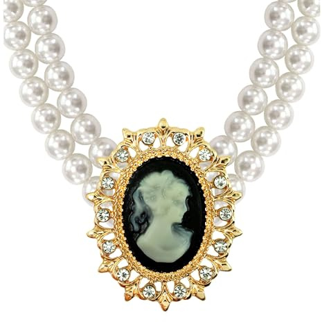 W WIDMANN MILANO Party Fashion 7535Q - Perlenkette mit Anhänger, Halskette Damen, Adelige, Kette, Barock, Karneval