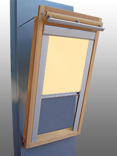 Verdunkelungsrollo Rollo mit Seitenschienen für Velux DKL-EP GGL,GPL,GHL,GTL 406 hellgelb-creme