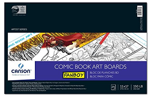 Canson Artist Series Comic Paper, Art Board, Foldover Pad, 11x17 inches, 24 Sheets (150lb/250g) - Artist Paper for Adults and Students - Colored Pencil, Marker, Ink, Pen