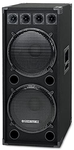 McGrey DJ-2522 Altavoz PA DJ de 2 Niveles 2X 38cm (15) Subwoofer 1500W (Pasivo, Sistema de 2 Vías, Caja de Madera)