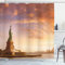 ABAKUHAUS Landschaft Duschvorhang, USA New York Landschaft, Stoffliches Gewebe Badezimmerdekorationsset mit Haken, 175 x 180 cm, Karamell Pfirsich