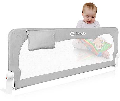 Lionelo Hanna Bettgitter Rausfallschutz 150 cm x 66 cm, zusammenklappbar um 180 Grad, luftiges Netz, einfache Montage, Standsafe-Blockade, SecureBelt, stabile Konstruktion