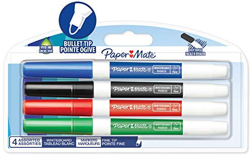 Paper Mate geruchsarme Whiteboard-Marker | feine Spitze | farblich sortiert | 4 Stück