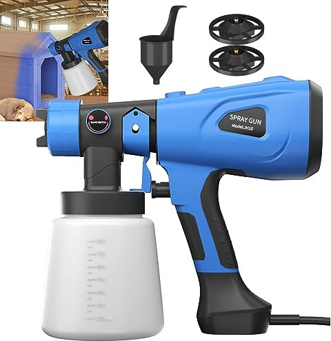 Paint Sprayer, 500W 800ml DIY Electric Spray Gun for Wall & Fence, 2m Cable, with 3 Spray Modes, Max Flow 450ml/min, Detachable Container and Adjustable Valve Knob for Painting Projects