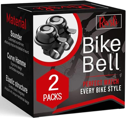 2 Pack Classic Bike Bell, Bicycle Bell Loud Crisp Clear Sound Bicycle Bike Bell City Bike BMX Bike Sports Bike for Adults Kids Right Hand/Left Hand Use