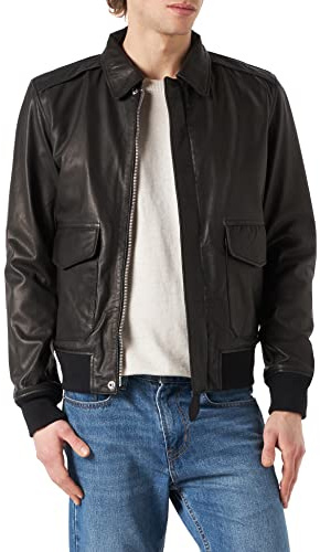 Schott NYC Homme Lcflyvint Blouson en Cuir, Noir, XL EU