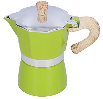 Olla Moka de 3 tazas, cafetera exprés en estufa de 3 colores, mini cafetera exprés, hervidor de café clásico para capuchino, arte latte(Verde)