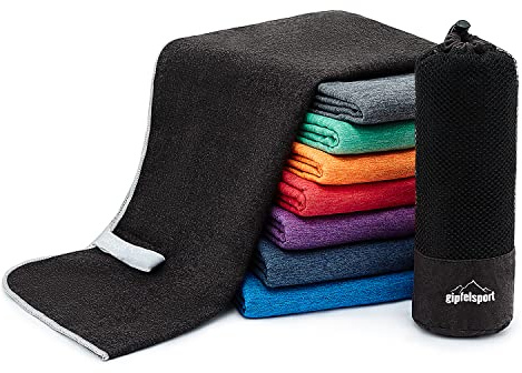 Microfibre Towel Set for Sauna, Fitness, Sports, Beach Towel, Sports Towel, Anthracite Brush M: 110 x 50 cm