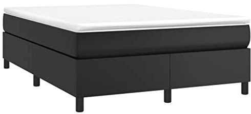 vidaXL Boxspring-sängram svart 140x200 cm konstläder, dubbelsäng, säng, säng ram, dubbelsängar, sängar, säng ramar, resårmadrass, resårmadrasser