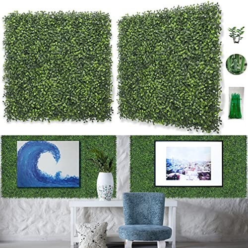 Bybeton Pannelli da parete in legno di bosso artificiale, 50,8 x 50,8 cm, 10 pezzi, anti-UV, per sfondo erboso e verde, per interni ed esterni, proteggono la privacy e giardino, balcone, recinzione