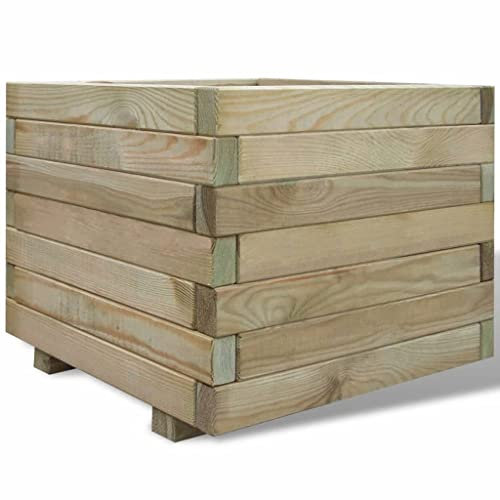 WIFESE Jardinière surélevée 50 x 50 x 40 cm - En bois - Carré - Pour jardin, plantes, herbes, légumes, pot de fleurs, décoration d'entrée, balcon, terrasse, jardin - Élégant et durable