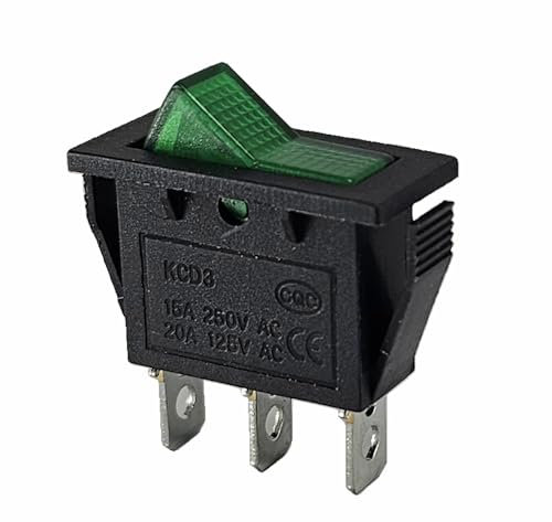 Interruptor de coche de 3 polos, 12 V-250 V20 A, verde, 2 posiciones ONON, Interruptor de Palanca