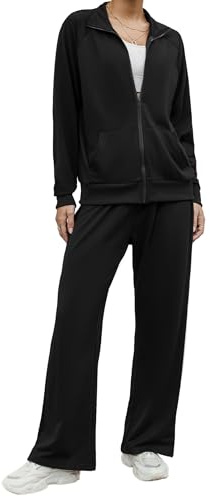 Chándal Mujer Completo Holgada Corte Recto Conjunto sin Capucha 2 Piezas Deportivo y Ocio con Chaqueta Cremallera y Pantalon para Fitness o Diario S-XXL