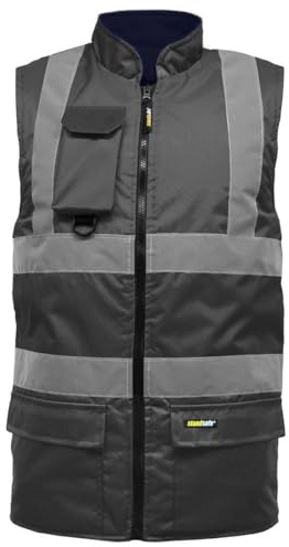 DURUS WORKWEAR Mens Hi Vis Reversible Fleece Lined Safety Bodywarmer Gilet - High Visibility Waistcoat