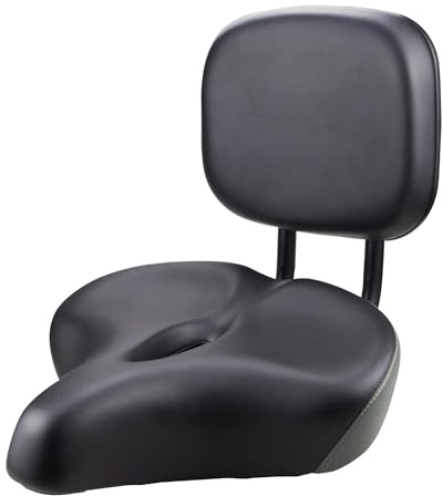 ZUKKA Selle de vélo avec dossier, selle de vélo universelle allongée de rechange, coussin en polyuréthane souple pour VTT, tricycle, banlieue, vélo (noir surdimensionné)