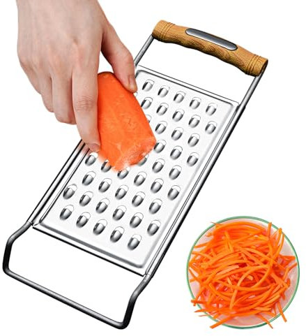 Rallador multifuncional de acero inoxidable, herramienta de cocina resistente para queso, jengibre, ajo, verduras, frutas, rallador de acero inoxidable, apto para lavavajillas (rallador grueso)