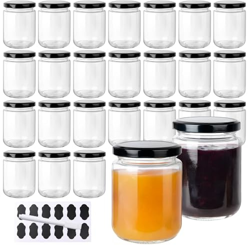 YBCPACK 24 Stück Marmeladengläser 240ml mit Deckel, Einmachgläser