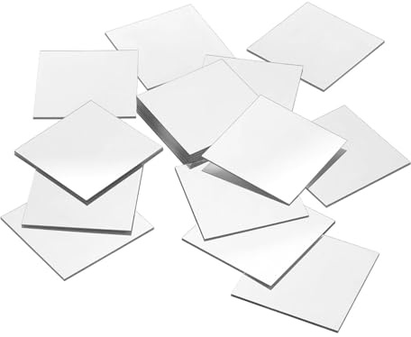 SHILIUZHI 20 Stück Kleine Quadratische Acrylspiegel, 10X10cm Selbstklebend Spiegel Kleine Spiegel Flexibler Rahmenloser Mirrors, für Heimwerker Wand Tisch Küche Badezimmer