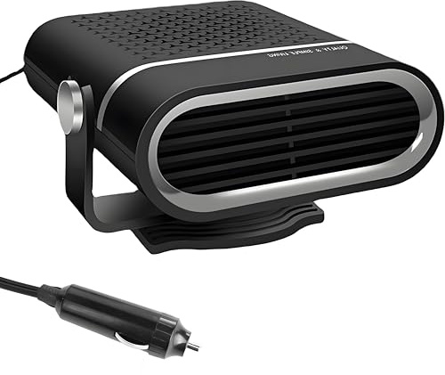 CLIUNT 12V Car Heater, Anti-Fog 150W Windshield Defroster & Defogger That Plug in Cigarette Lighter, 2 in 1 Fast Heating/Cooling Automobile Heater