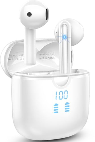 Kopfhörer Kabellos Bluetooth, Bluetooth Kopfhörer 5.3 mit 4 ENC Mikrofon, 40Std Spielzeit, Ohrhörer Noise Cancelling HiFi Stereo Wireless Kopfhörer, Dual LED-Anzeige IP7 Wasserdicht, USB-C für Arbeit