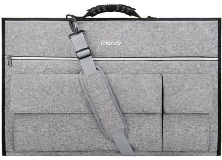 MOSISO Custodia per Monitor Portatile 27 pollici Borsa da Viaggio Imbottita per Monitor Borsa Protettiva Antipolvere per Monitor con Tracolla Regolabile & 3 tasche per 27'' Monitor, Grigio