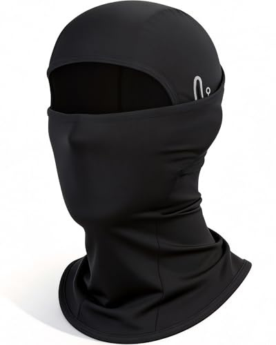 AWUMBUK Pasamontañas Transpirable Hombre Mujer, Cortaviento Antiviento, Protección UV, Compatible con Casco y Gafas de Sol, Invierno Verano, Motociclismo, Senderismo, Running (Talla Única, Negro)