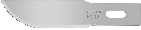 MARTOR 10x Convex Blade 45 mm, Steel, 2-Sided Grind | Double bevel, both sides sharpened, in dispenser, for scalpel & graphic knife, craft, No. 29.50