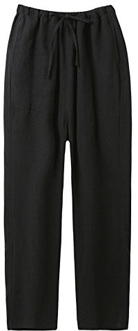 G-LIKE Kampfkunst Training Harem Hosen - Chinesisch Kung Fu Thailändisch Böhmisch Hippie Knickerbocker Buddha Yoga Ballon Graziöse Lockere Aladdin Hosen Kleidung für Männer Frauen (Schwarz, S)