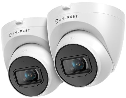 2-Pack Amcrest UltraHD 4K (8MP) Outdoor Security IP Turret PoE Camera, 3840x2160, 98ft NightVision, 125° FOV, IP67, MicroSD Recording (256GB), White (2PACK-IP8M-T2599EW-AI-V3)