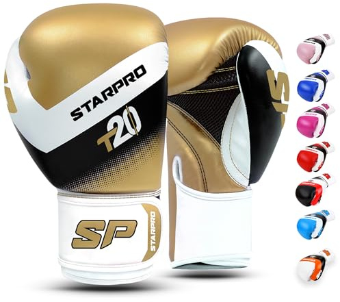 Starpro T20 Boxhandschuhe für Harte Schläge & schnelles K.O. - Boxhandschuhe Männer & Damen, Box Handschuhe, Boxing Gloves (Gold,16oz)