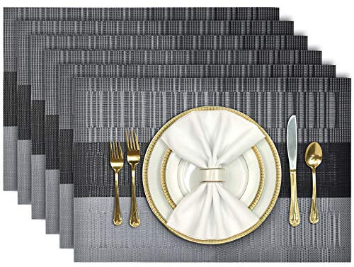 Aofmee Platzset, Tischsets Abwaschbar 6er Set, Platzdeckchen PVC rutschfest Hitzebeständig, Tisch-Set für Küche Speisetisch Abwischbar Tisch-Matten für Esstisch, Antifouling und Leicht zu Reinigen