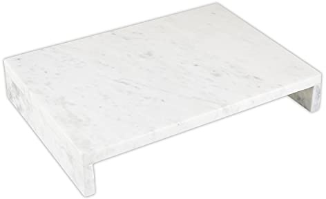 Santa Barbara Design Studio Waterfall Marble Tray - Elegant Table Display Riser Charcuterie Cheese Board Footed Stand, 14 x 10, White