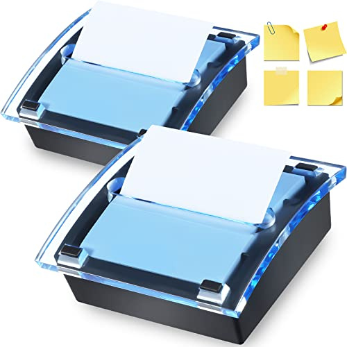 Epakh Pop up Notes Dispenser Black Base Clear Top Sticky Notes Holder Acrylic Small Sticky Holders Container for 3 x 3 Inch Office Home Store Accessories(2 Pieces)
