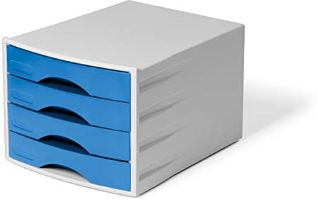 Durable Schubladenbox ECO 4 Fächer, für A4, Blauer Engel, schwarz/blau, 776206