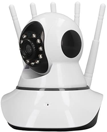 Telecamera di Sorveglianza Intelligente HD, Obiettivo in Vetro Bianco Telecamera per Visione Notturna Wireless a 2 Vie 11 LED IR 5 Antenne per Soggiorno