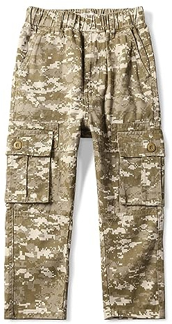 Pantaloni cargo da ragazzo, elastico in vita con tasche multiple, pantaloni casual per attività all'aperto, Camo S, 5-6 Anni