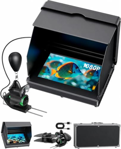 FourQ Sondeur Vidéo Pêche sous-Marine, Écran HD 5,0, Grand Angle 220°, Caméra Vision Nocturne IR, Câble Étanche 30m, 10000mAh, Idéal Pêche sur Glace, Lac, Bateau, Kayak