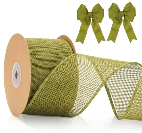 jijAcraft 6cm Juteband mit Draht Salbeigrün: Breit Geschenkband für Schleifen 10M Schleifenband zum Basteln Jute Dekoband für Kranz Geschenk