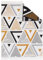 TAPISO Azteca Teppich Kurzflor mit Fransen Baumwolle Creme Grau Orange Schwarz Dreiecke Waschbar Beidseitig Anwendbar Wohnzimmer Schlafzimmer Küche ÖKOTEX 120 x 170 cm