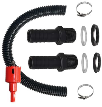 GIONAR 10 Pcs 25mm Water Butt Connector Kit Set, 2 Pcs 25mm Water Butt Connection with 1 Pcs 50cm Flexible Pipe Connecting Kit for Joining 2 Water Storage Tanks, Rain Barrels, Water Tanks Together