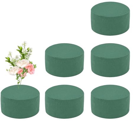 FRTAOOP 6 Stück Blumensteckschaum Zylinder, Steckschaum, 8 x 4 cm Rund Steckmasse, Nasssteckschaum, für Blumenarrangements, Basteln