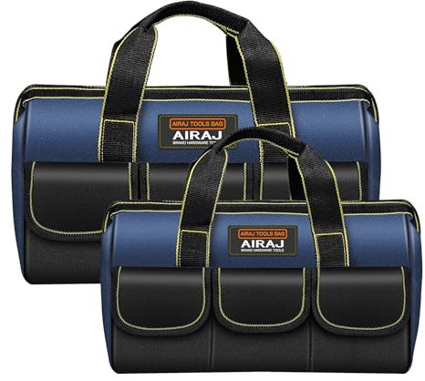 AIRAJ Grand Sac à Outils 2 Pièces, 16 et 18 , Organisateur d'Outils Avec 5 Poches, Sac de Rangement d'Outils Portatif Multifonctionnel Pour Divers Outils, électricien, Charpentier, Mécanicien