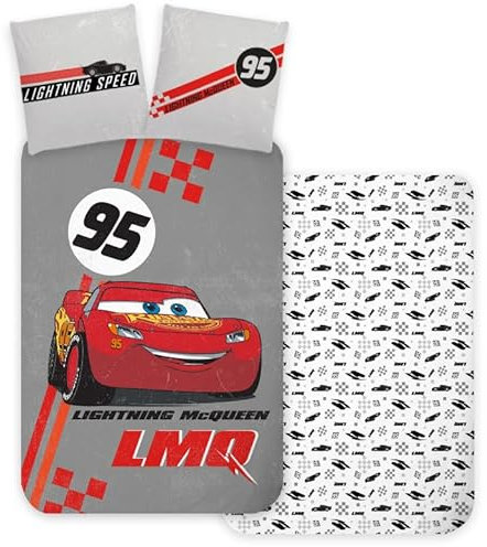 Juego de cama de bebé o Junior Disney Cars, funda nórdica reversible de 100 x 135 cm + funda de almohada de 40 x 60 cm, 100 % algodón