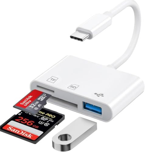 USB C Kartenleser, SD Kartenleser USBC für Micro SD/SD Speicherkarten, Kartenlesegerät Typ C auf USB Kamera Speicherkartenleser Adapter USB-C SD Card Reader für iPhone 15/16/17/iPad/Android/Window