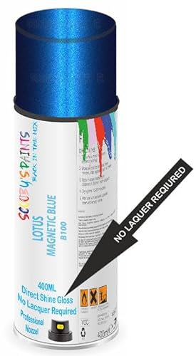 SCOOBYS PAINTS BACK IN THE MIX Direct Gloss Aerosol Spray Paint For Lotus Magnetic Blue Code: B100 No Lacquer Required