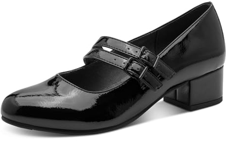 Jana Mary Jane da Donna Tacco Basso Vegane, Nero (Black Patent), 38 EU