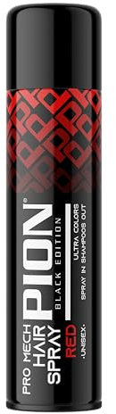 Pion Black Edition Pro Mech Red Temporary Hair Color Spray 150 ml - Ultra Colors, Spray Coloranti Semipermanenti Per Capelli Rosso, Spruzzare Shampoo Out, Unisex Per Uso Domestico e Quotidiano