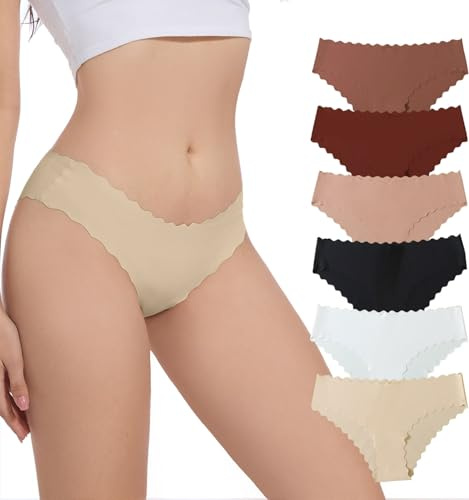 Yutdeng Culotte sans Couture Femme Coton Invisible Slip sous-Vêtements Extensible Confortables Hipster Bikini Culottes Légers Stretch Culottes et Slips Multiple Lot de 6